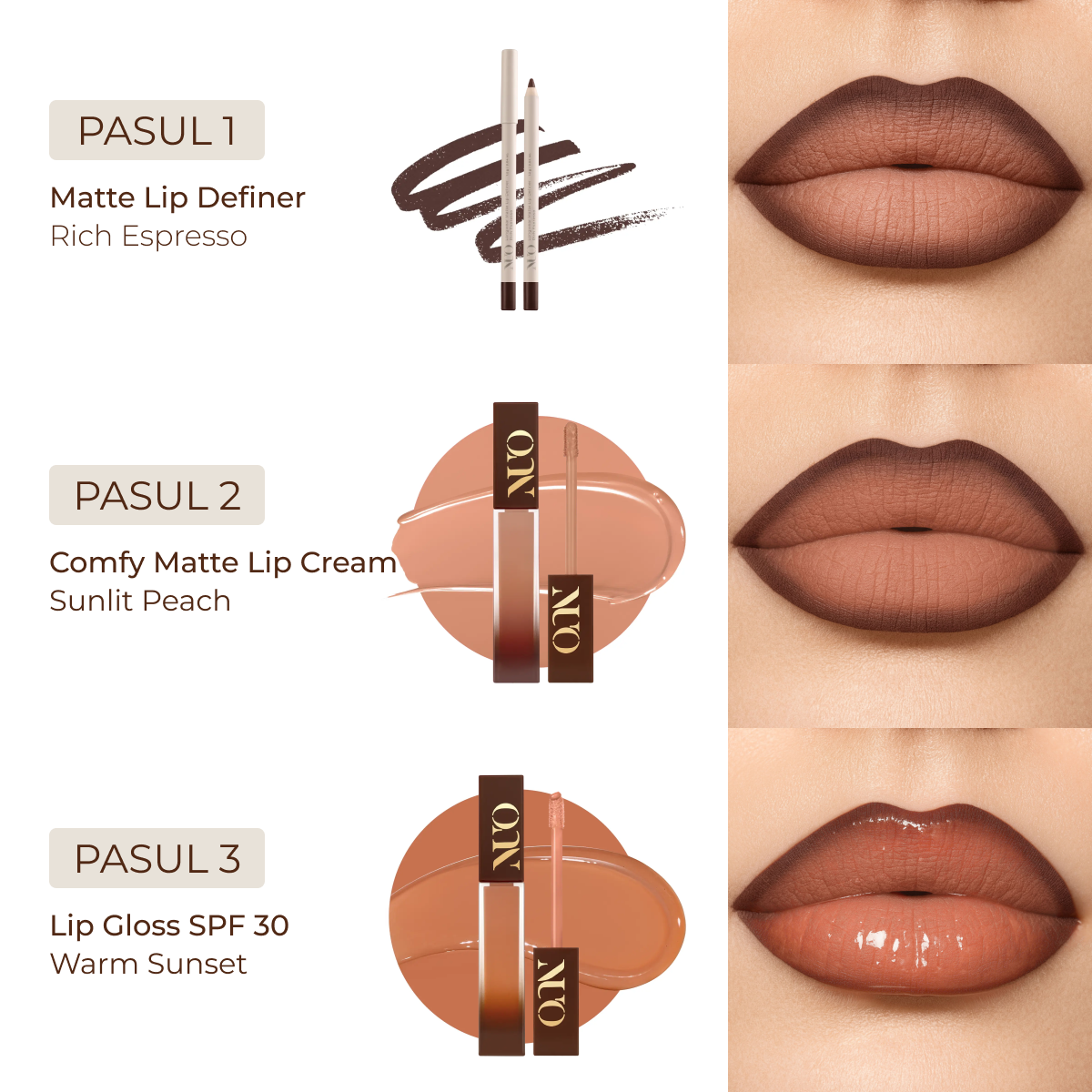 Ombre Trio Look - Lip Gloss SPF 30 CADOU