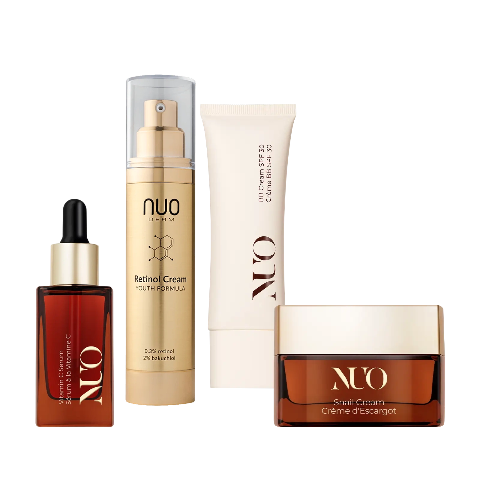 Set Ser cu Vitamina C, Crema cu Retinol, Crema cu Mucina de Melc si BB Cream (4 produse)